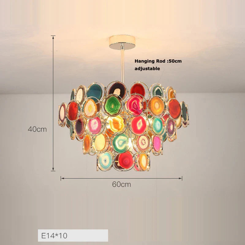 Afralia™ LED Agate Chandelier Lighting for Foyer - Colorized Designer Lamps