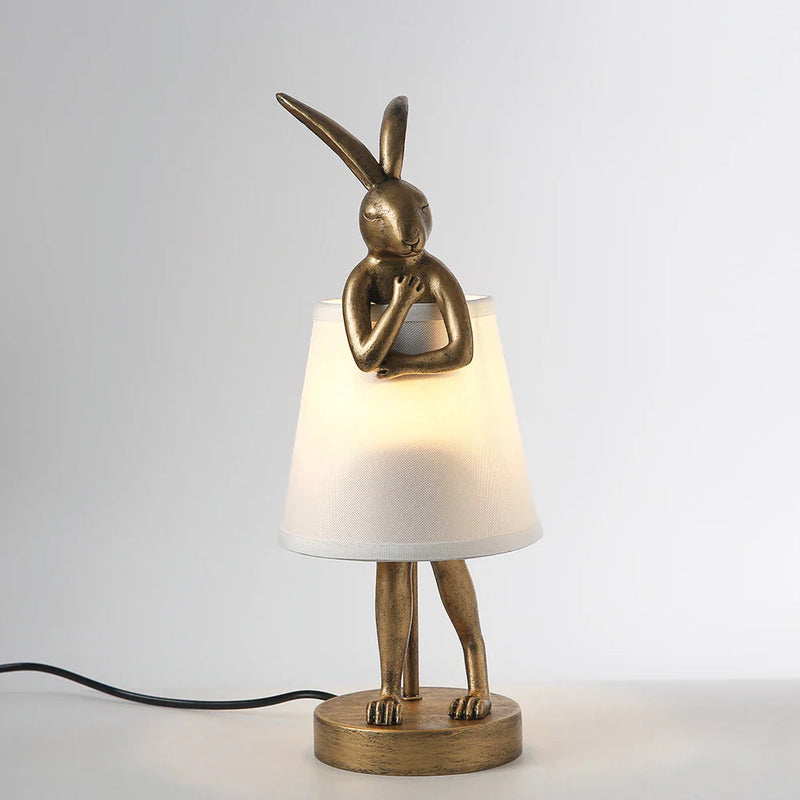 Afralia™ Bathing Rabbit Resin Table Lamp for Living Room and Bedroom Decor