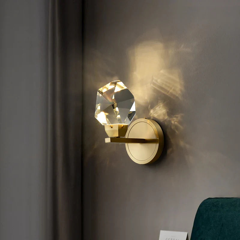Afralia™ Copper Crystal LED Wall Lamp for Bedroom Living Room Luxe Lighting Fixtures