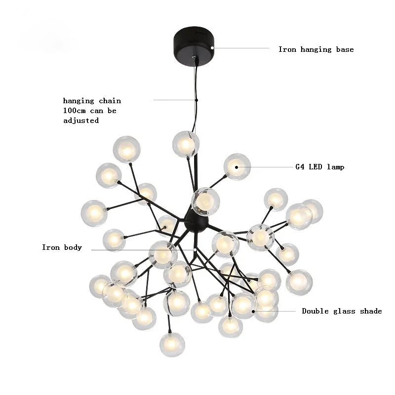 Afralia™ LED Firefly Sputnik Chandelier: Stylish Tree Branch Ceiling Lamp