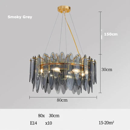 Afralia™ Art Deco Glass Iron LED Chandelier for Dinning Room