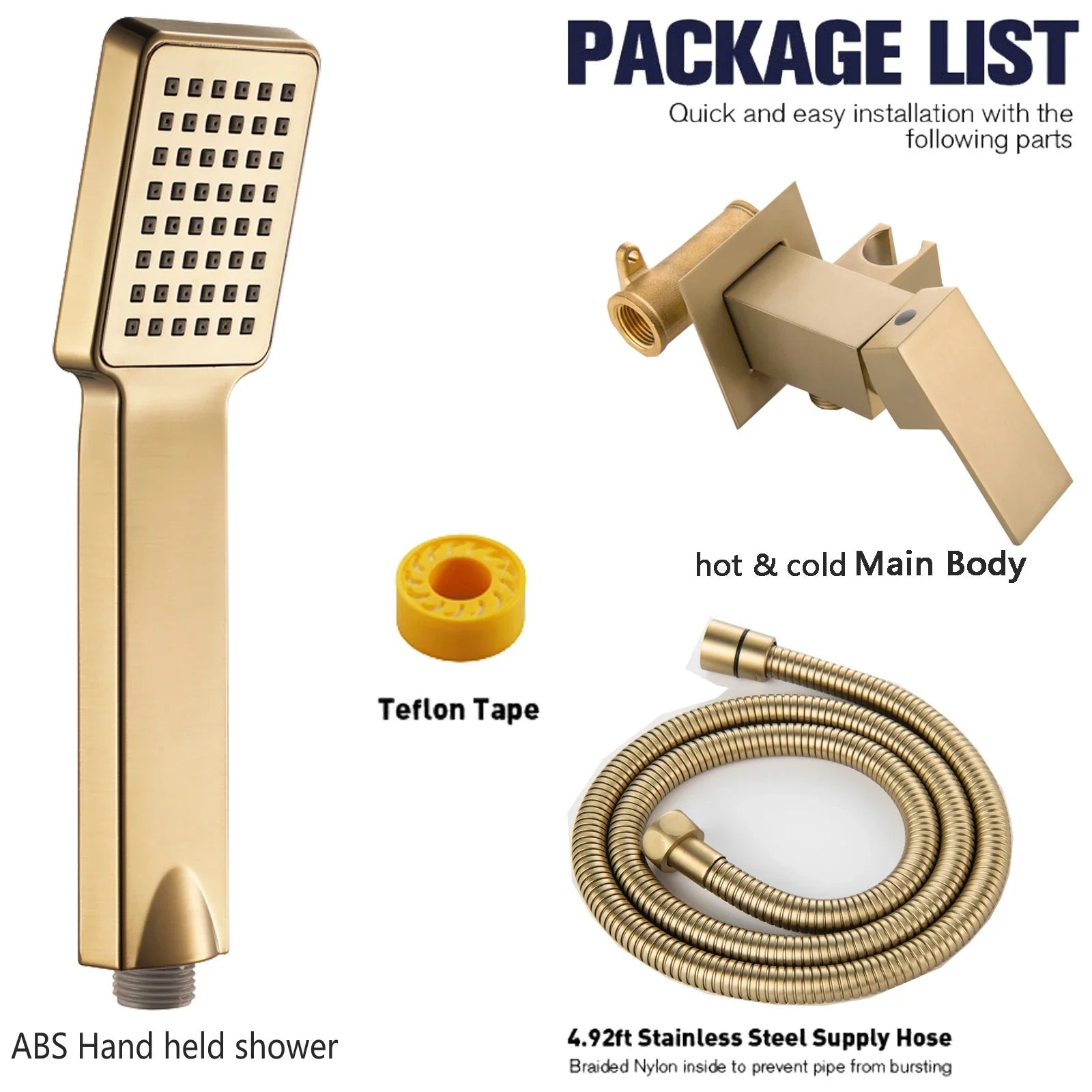 Afralia™ Hand Bidet Sprayer Kit Brushed Gold Shattaf Shower Head Copper Valve