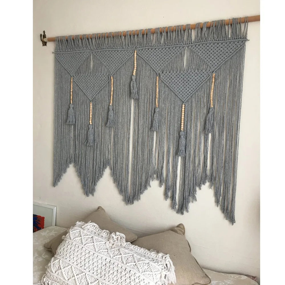 Woven Macrame Wall Hanging Tapestry Handmade Cotton Boho Rom Decor for Afralia™