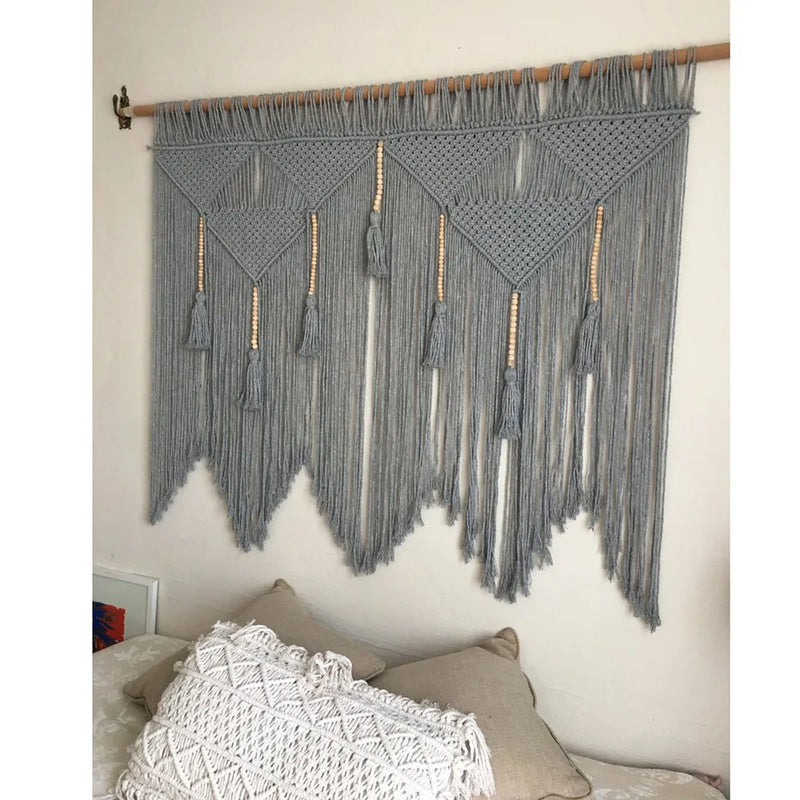 Woven Macrame Wall Hanging Tapestry Handmade Cotton Boho Rom Decor for Afralia™