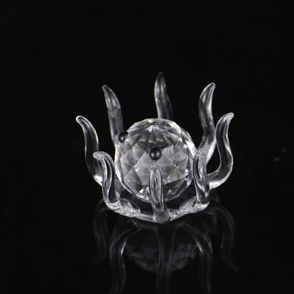 Afralia™ Clear Crystal Animal Figurines Glass Paperweight Statuette Collectible Home Decor