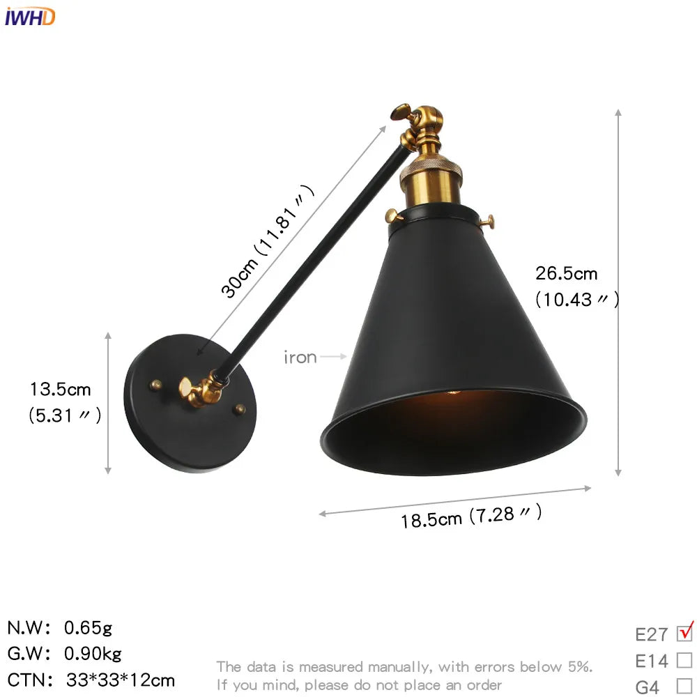 Afralia™ Vintage Industrial Wall Light Sconce LED Retro Bedroom Stair Loft Up Down Lamp