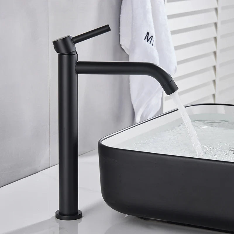 Afralia™ Uythner Black Basin Mixer Faucet for Bathroom Vessel Washbasin, Hot and Cold Water Tap