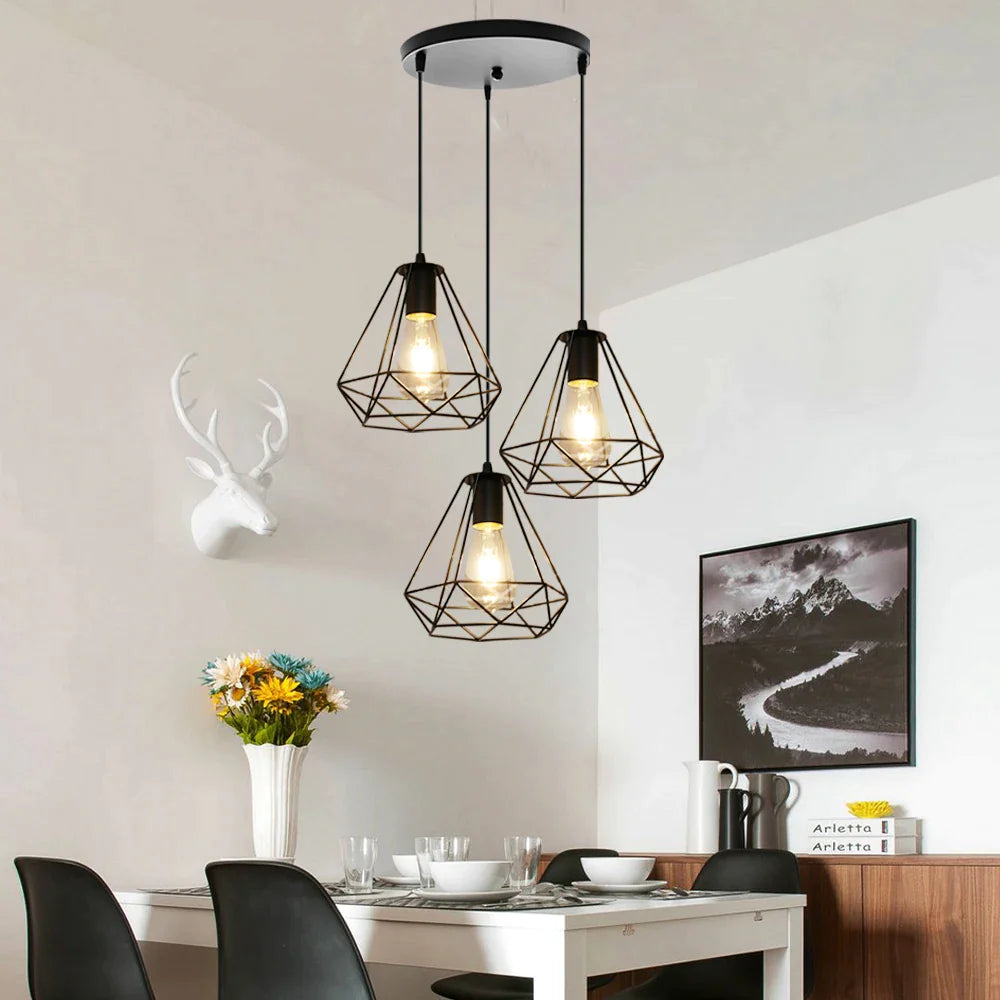 Afralia™ Iron 3-Light Chandelier Pendant for Living Room Kitchen Restaurant