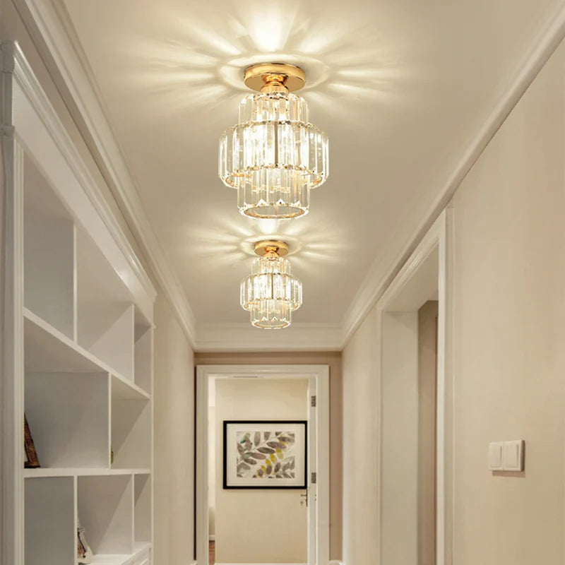 Afralia™ Small Crystal Ceiling Chandelier: Modern Luxury Lighting for Living Room, Porch, Dining, and Study.