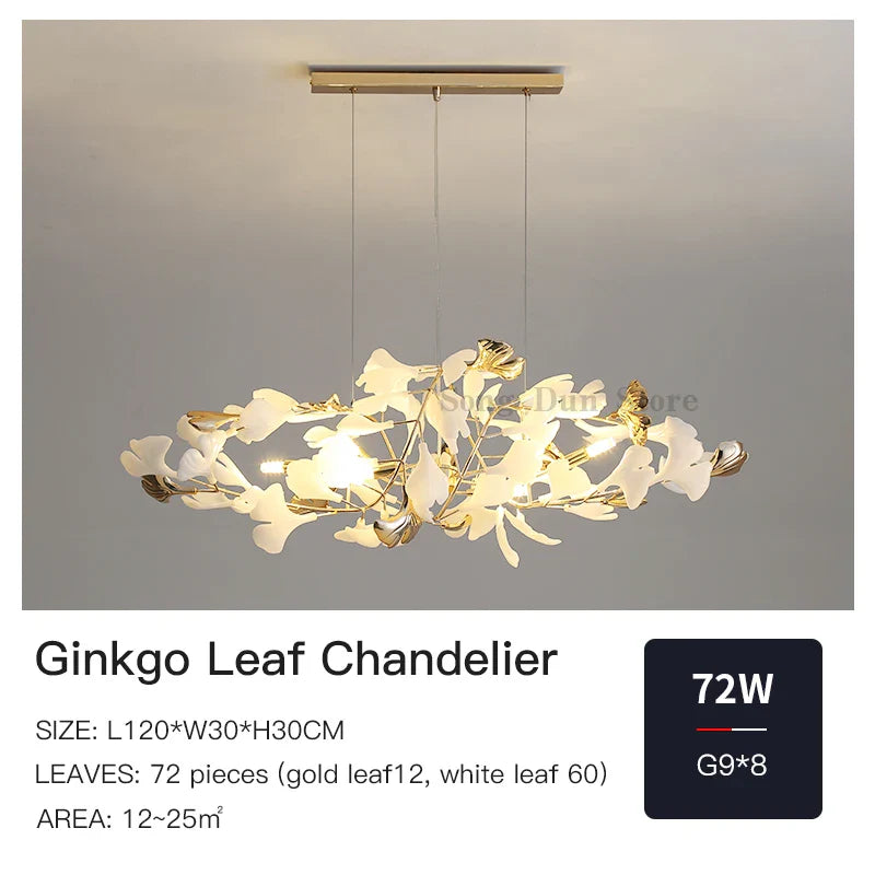 Afralia™ Ginkgo Leaf Decor Chandelier - Nordic Fine Flower Art Light for Living Room