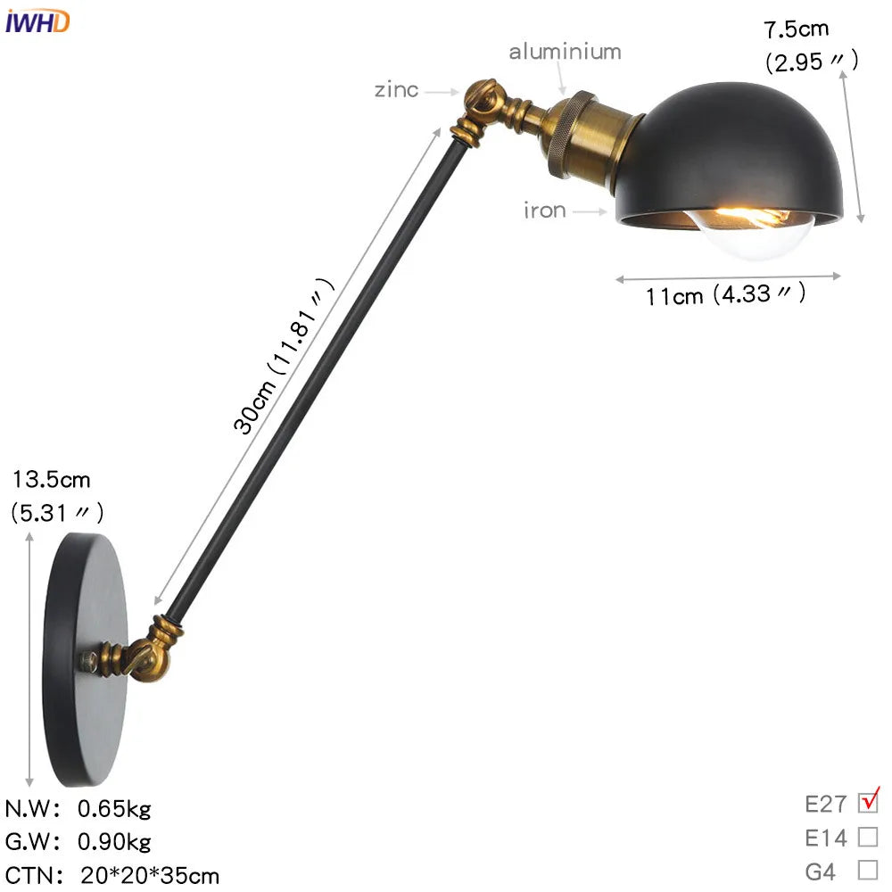 Afralia™ White Swing Arm Wall Light: Adjustable Vintage Industrial Sconce Luminaria