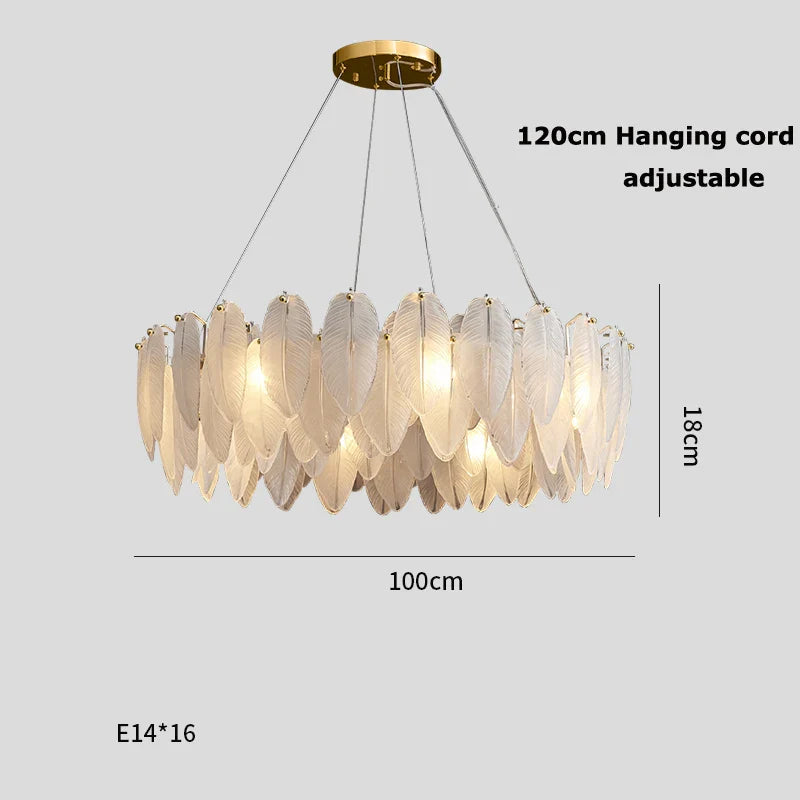 Afralia™ White Glass Goose Feather Chandelier: LED Art Deco Postmodern Designer Lighting