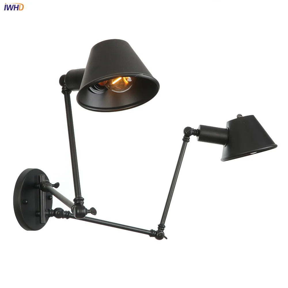 Afralia™ Vintage Industrial 2-Head Wall Lamp