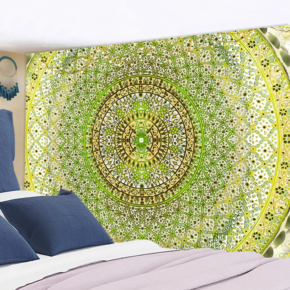 Afralia™ Floral Boho Mandala Tapestry Wall Hanging Hippie Psychedelic Carpet