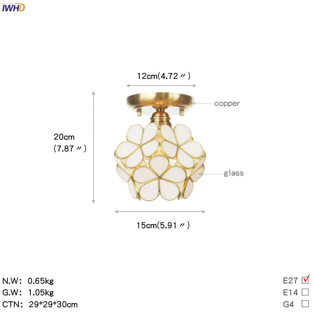 Afralia™ White Glass LED Ceiling Light Fixture Modern Copper Ceiling Lamp
