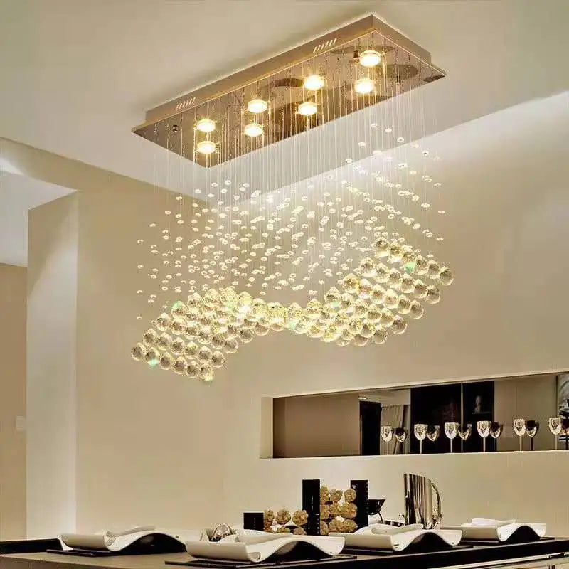 Afralia™ LED Crystal Chandelier: Modern Rectangular Home & Restaurant Lighting Fixtures