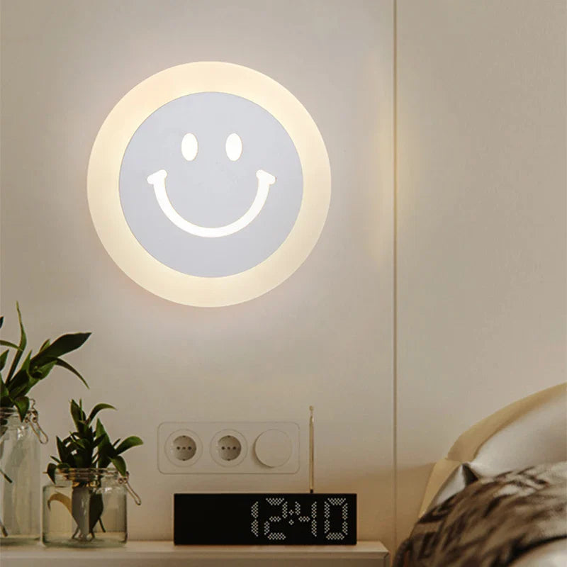 Afralia™ Smiley LED Wall Lamp for Bedroom Living Room Hotel Acrylic Sconces