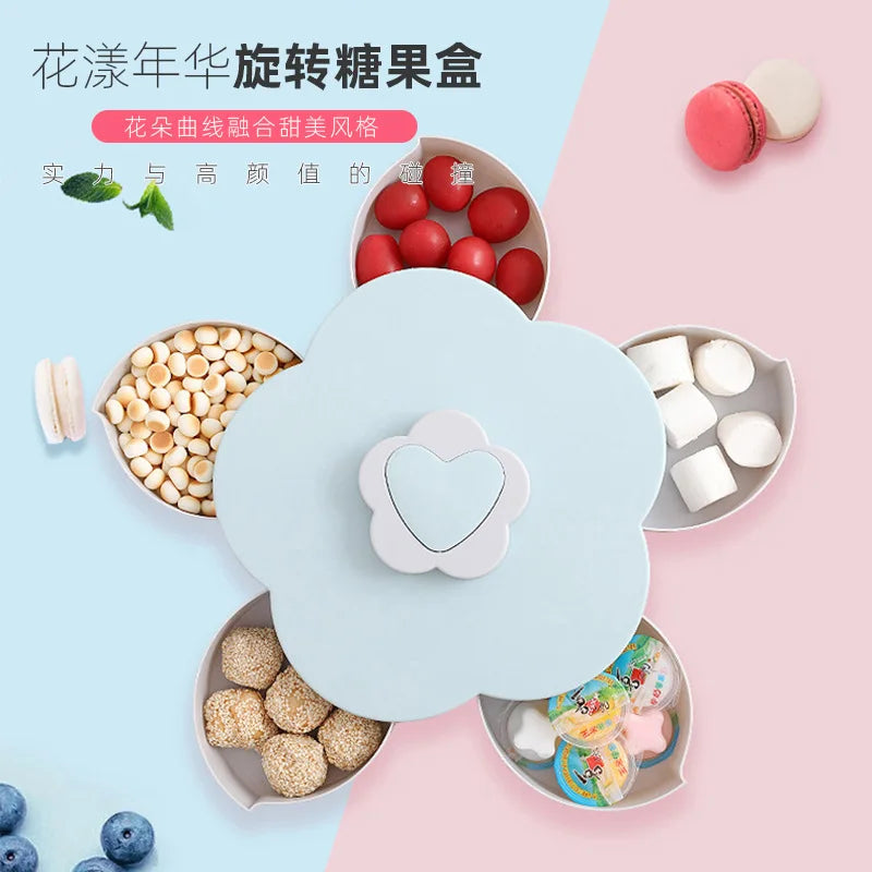 Afralia™ Rotating Petal Candy Box Snack Tray Nut Storage Organizer