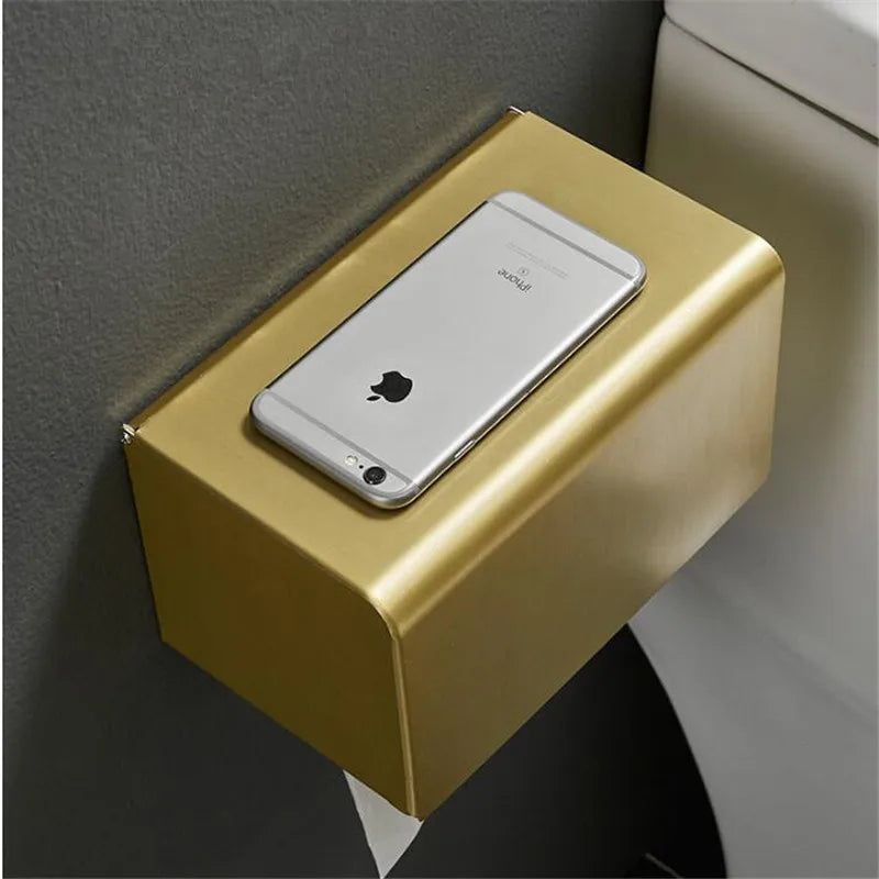 Afralia™ Brushed Gold Aluminum Toilet Paper Holder