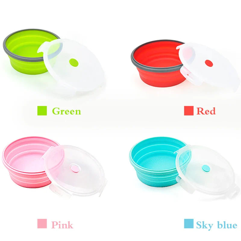 Afralia™ Silicone Round Lunch Box for Colorful Fruit Salad Storage - Foldable & Convenient