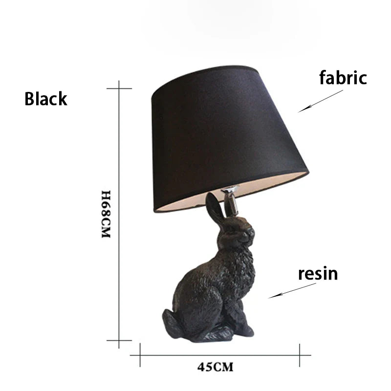 Afralia™ Rabbit Resin Table Lamp for Children's Room and Living Room