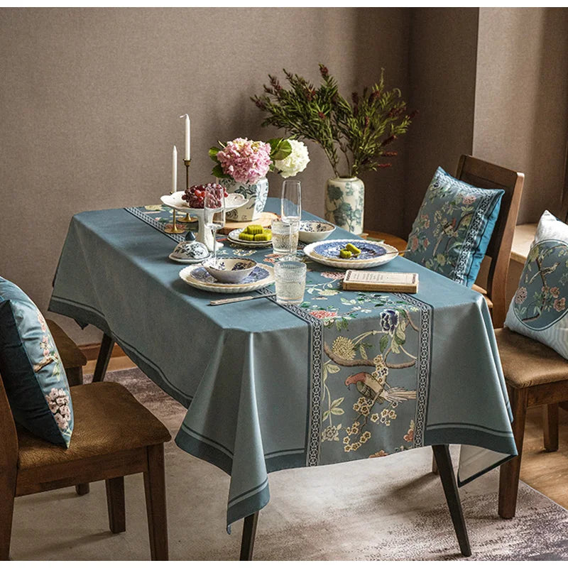 Afralia™ Velvet Table Cover - Chinese Patterns Luxury Decor for Kitchen Dinning Tabletop