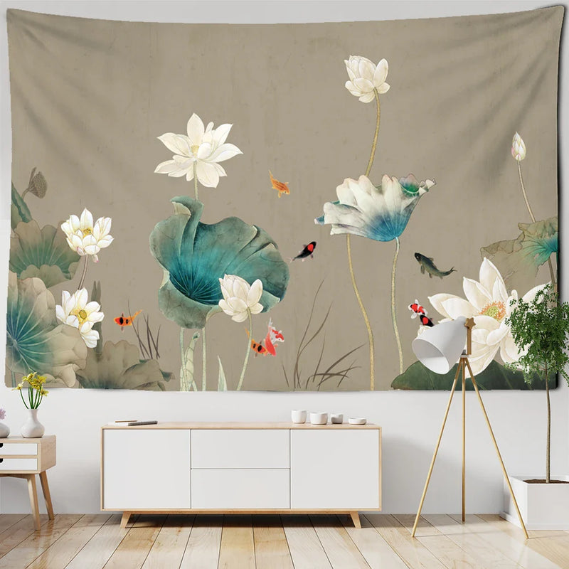 Lotus Leaf Wall Hanging Tapestry by Afralia™ - Bohemian Hippie Table Mat & Home Decor