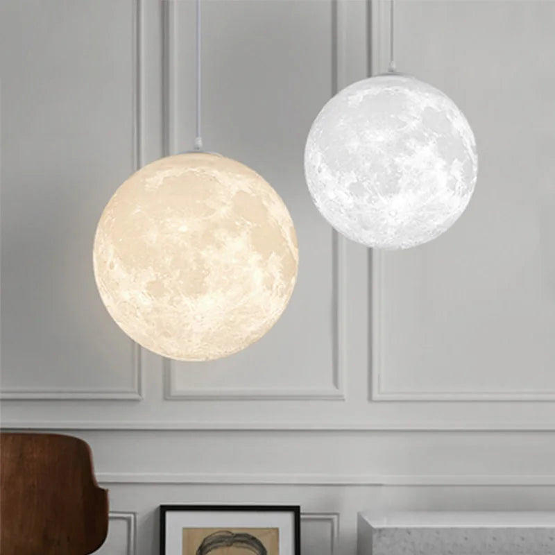 Afralia™ Moon Ball Pendant Light: Modern Nordic Hanging Fixture for Kitchen, Living Room, Bedroom