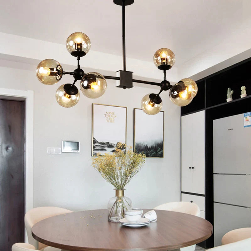 Afralia™ Glass Ball Pendant Lamp: Modern Industrial Loft Iron Luminaria Light