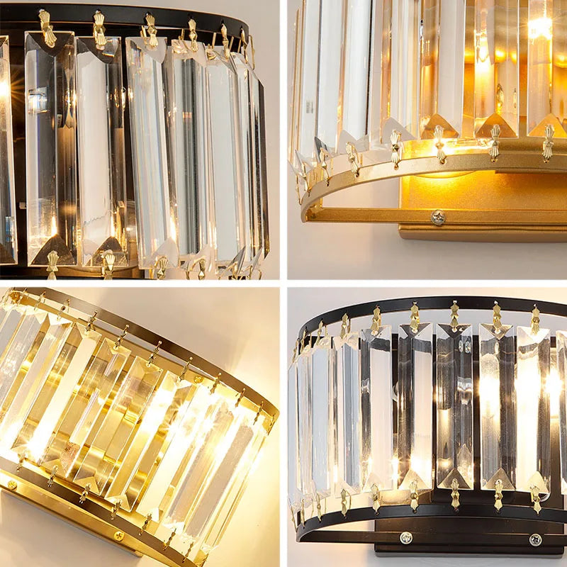 Afralia™ Crystal Semicircular Wall Lamp: Modern Minimalist LED Lighting for Home Decor