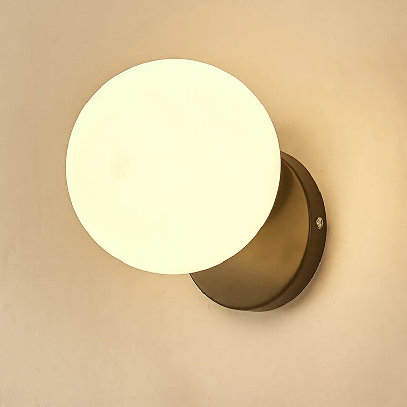 Afralia™ Nordic Moon Glass Wall Lamp Stairs LED Light Iron Modern Decor E27