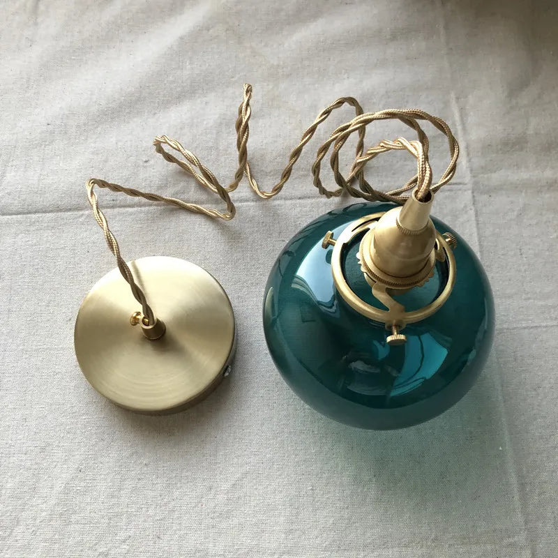 Afralia™ Copper Pendant Light: Japanese Style Nordic Vintage Living Room Lamp - LED Fixture