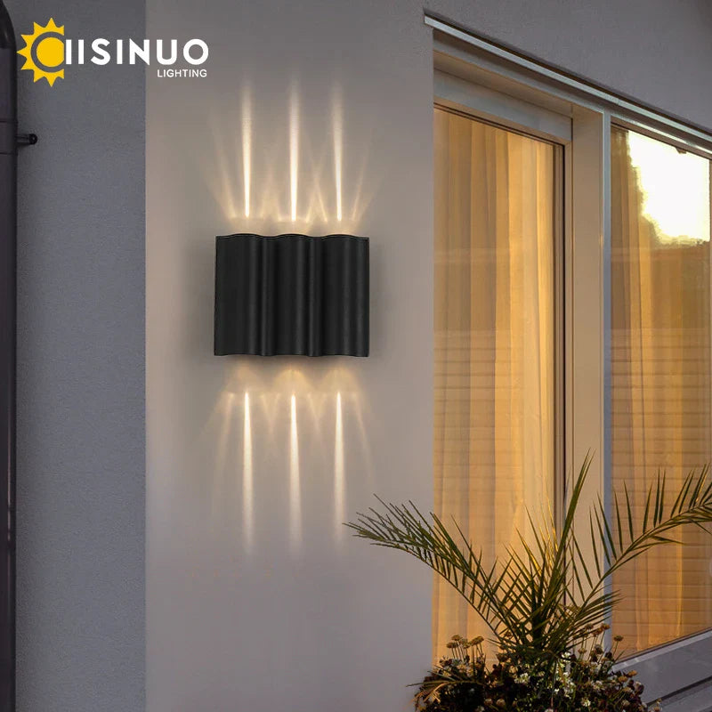 Afralia™ 12W Black Outdoor LED Sconce Light IP65 Waterproof Alumunim Garden Villa Porch Lamp