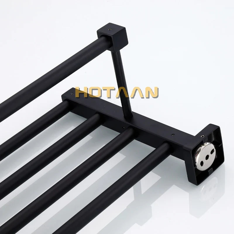 Afralia™ Black Towel Rack: Wall-mounted Aluminium Bathroom Accessories