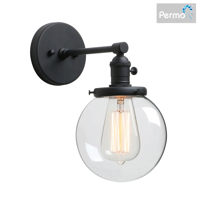 Afralia™ Industrial Glass Canopy Wall Sconce Light for Kitchen Bathroom Corridor