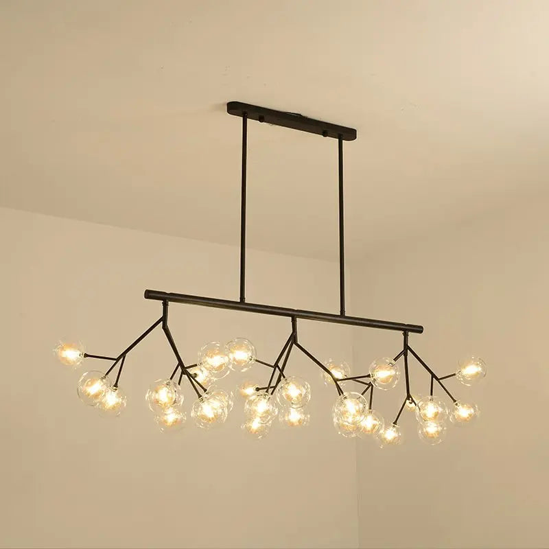 Afralia™ LED Glass Ball Branch Chandelier | Modern Firefly Art Decor Lighting