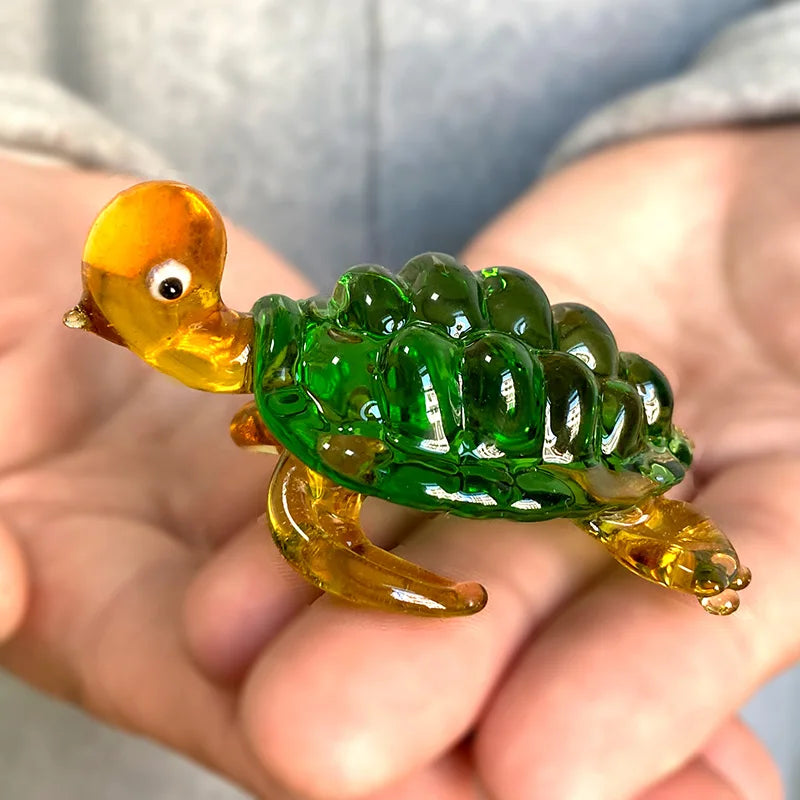 Afralia™ Sea Turtle Glass Figurine Handmade Crystal Miniatures Home Decor