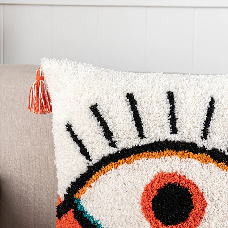 Afralia™ Orange Big Eyes Lumbar Pillowcase 30X60CM for Bed Sofa Home Decor