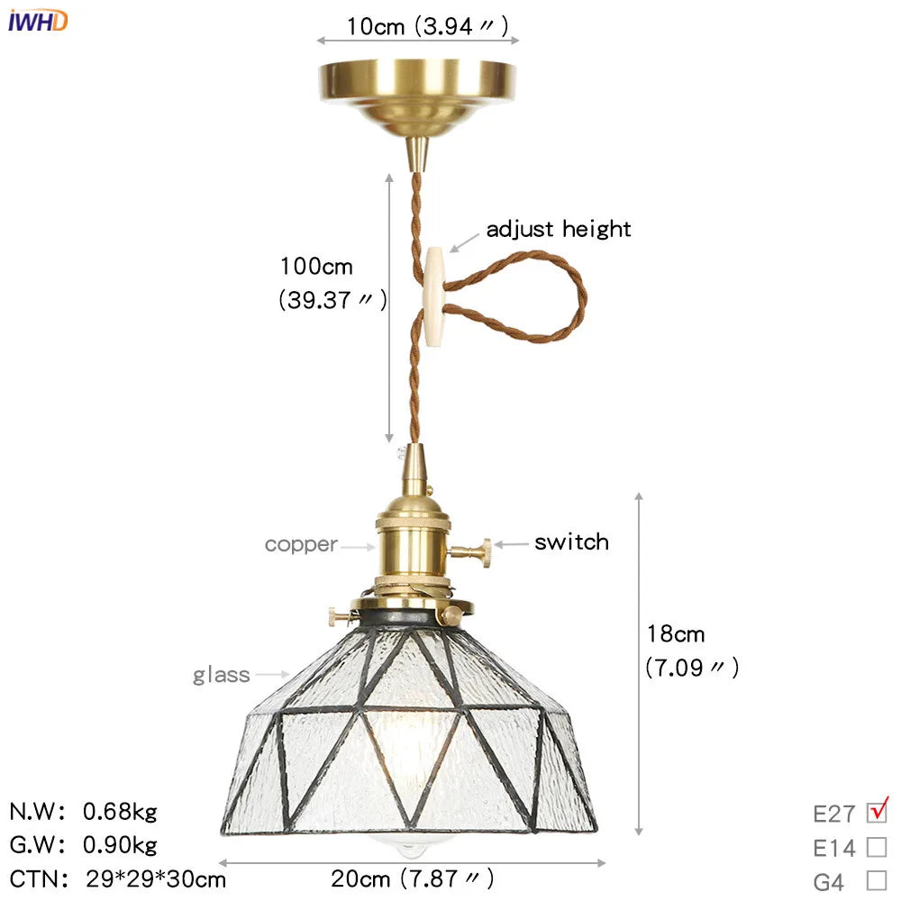 Afralia™ Copper LED Pendant Lamp Modern Glass Kitchen Living Room Light