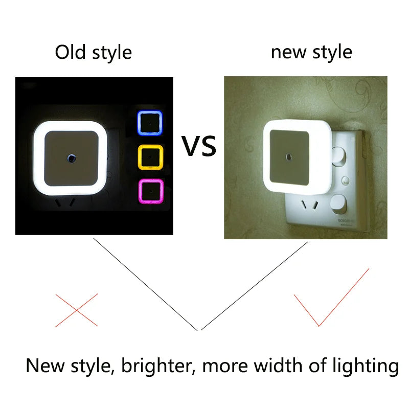 Afralia™ Square LED Night Light Sensor Control Mini Lamp for Bedroom Living Room