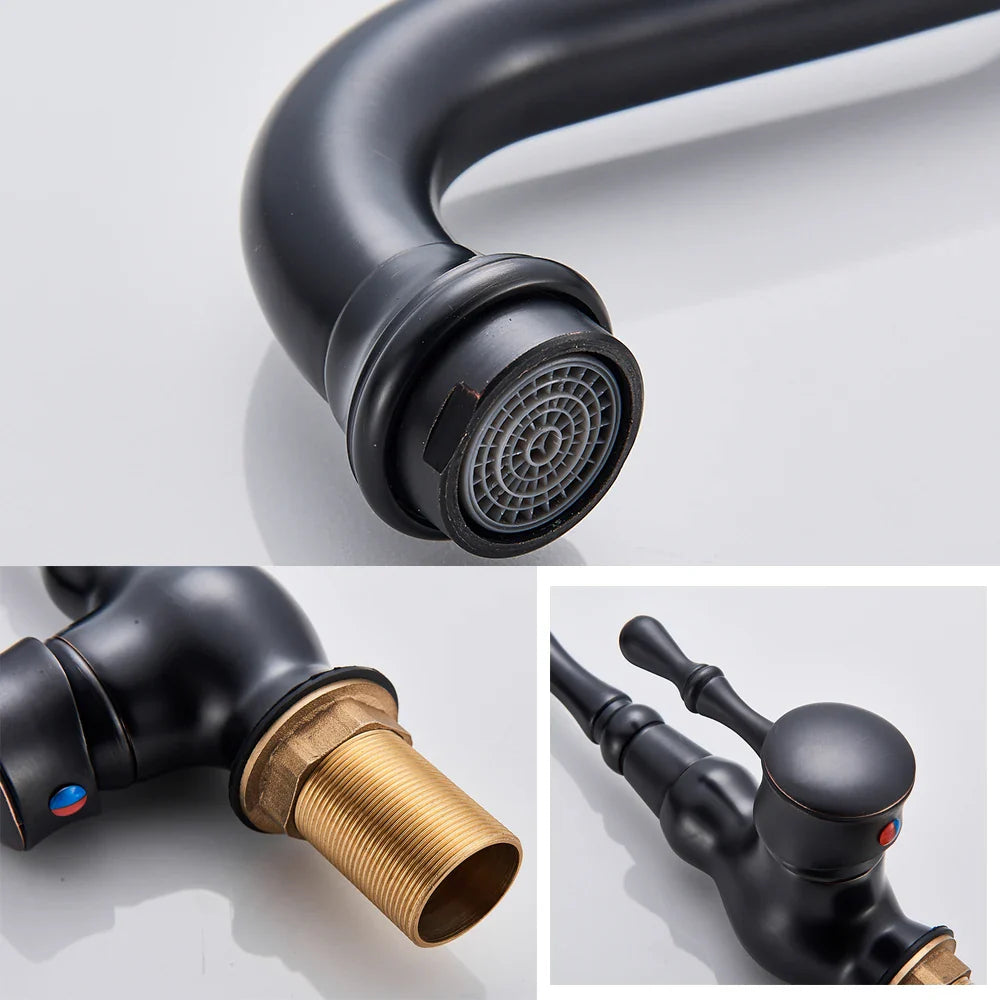 Afralia™ Bronze Black Kitchen Sink Faucet 360 Rotate Single Handle Hot Cold Water Mixer
