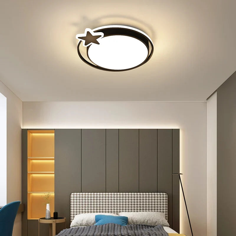 Afralia™ Modern Black LED Ceiling Lamps for Living Room Bedroom Chandelier Fixtures
