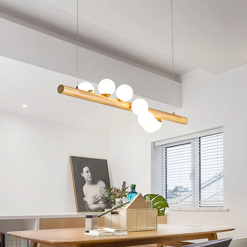 Afralia™ Wood Pendant Light for Dining Room | Modern Kitchen Island Lighting