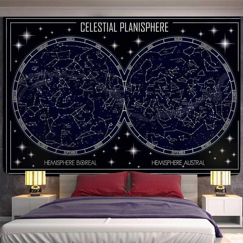 Afralia™ Sun Constellation Compass Mandala Tapestry - Celestial Hippie Wall Hanging