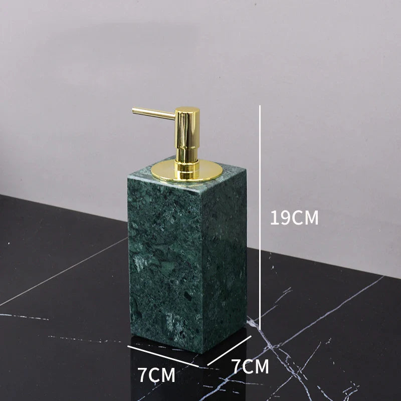 Afralia™ Dark Green Marble Bathroom Set - Nordic Light Luxury Tray Toothbrush Holder Soap Dispenser Kit