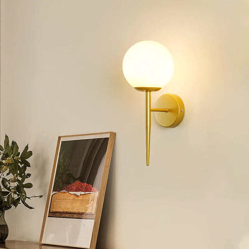 Afralia™ Iron Wall Lamp with Glass Ball, Elegant Sconce Light for Home Stairs and Reading