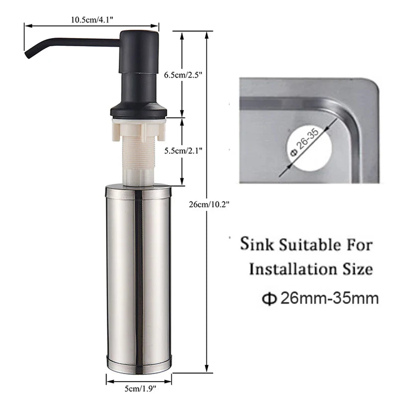 Afralia™ 220ML Black Kitchen Soap Dispenser Stainless Steel Head, 3 Colors Liquid Detergent Bottle