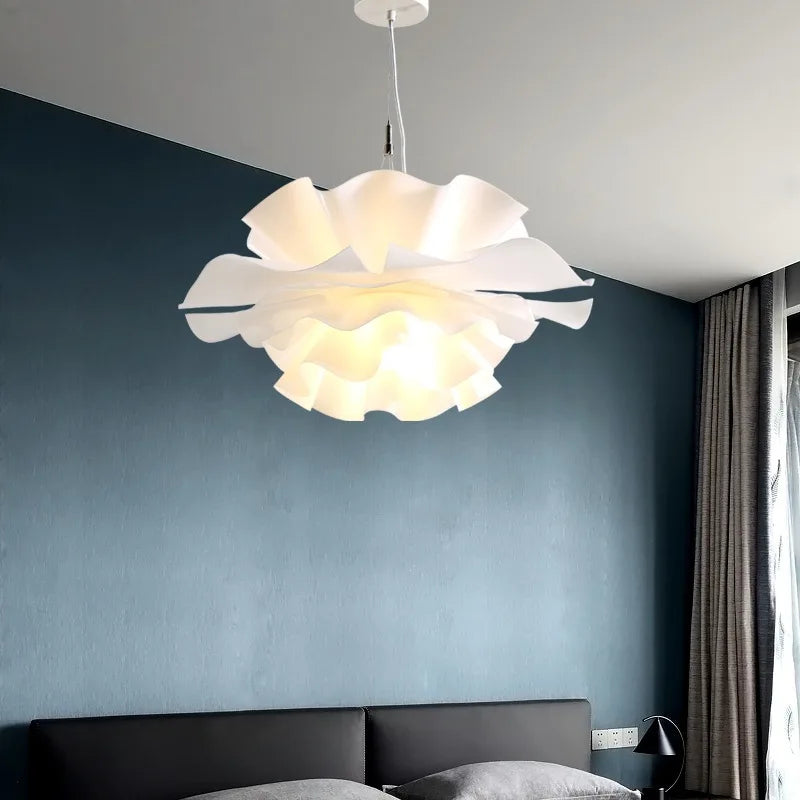 Afralia™ White Flower Chandelier Nordic Pendant Lamp for Bedroom Living Room Bar Dining Area