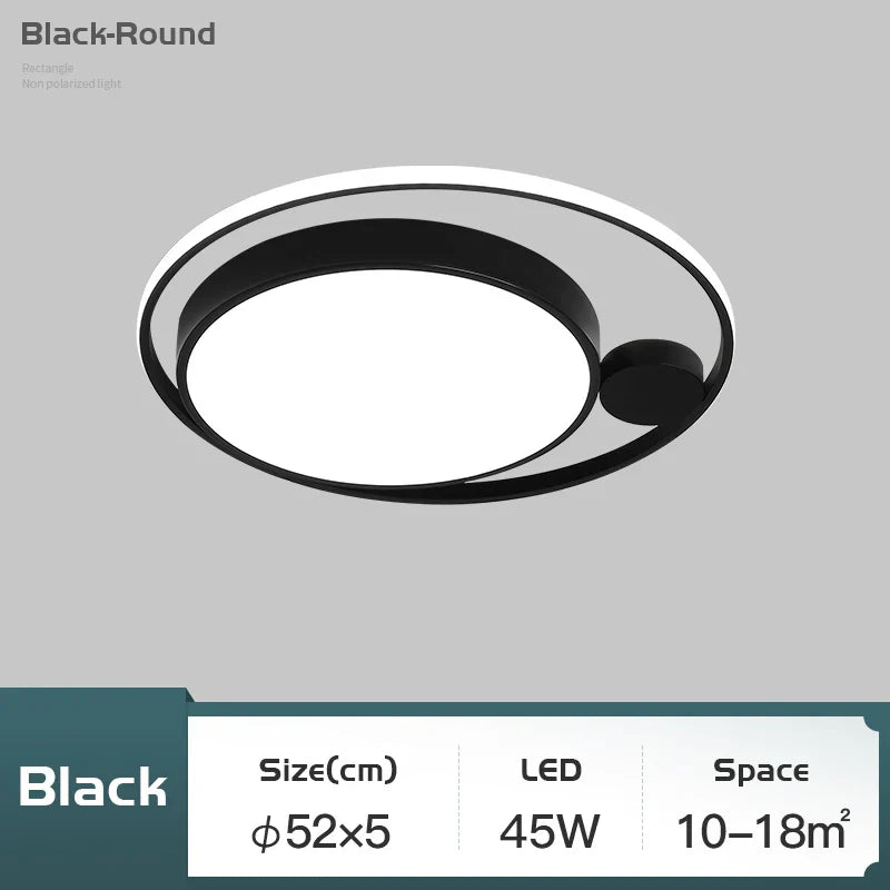 Afralia™ Modern Black LED Ceiling Lamps for Living Room Bedroom Chandelier Fixtures
