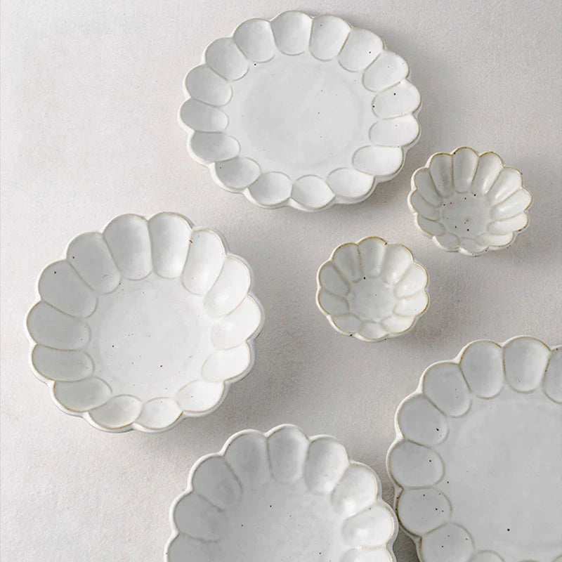 Afralia™ Retro Flower Ceramic Dinner Plate - Handmade Western Tableware